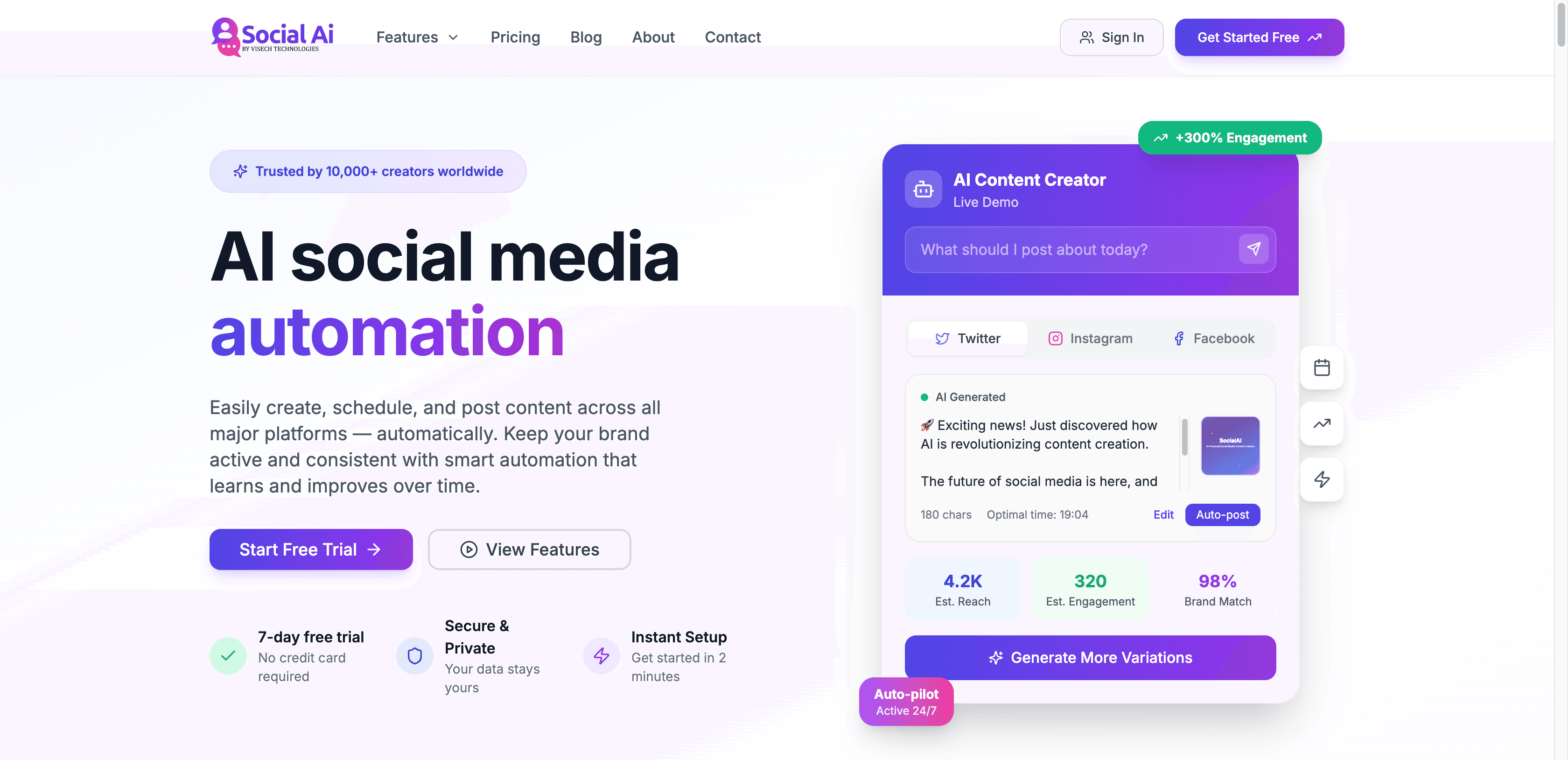 Social AI — Automated AI-Powered Social Media Management Platform